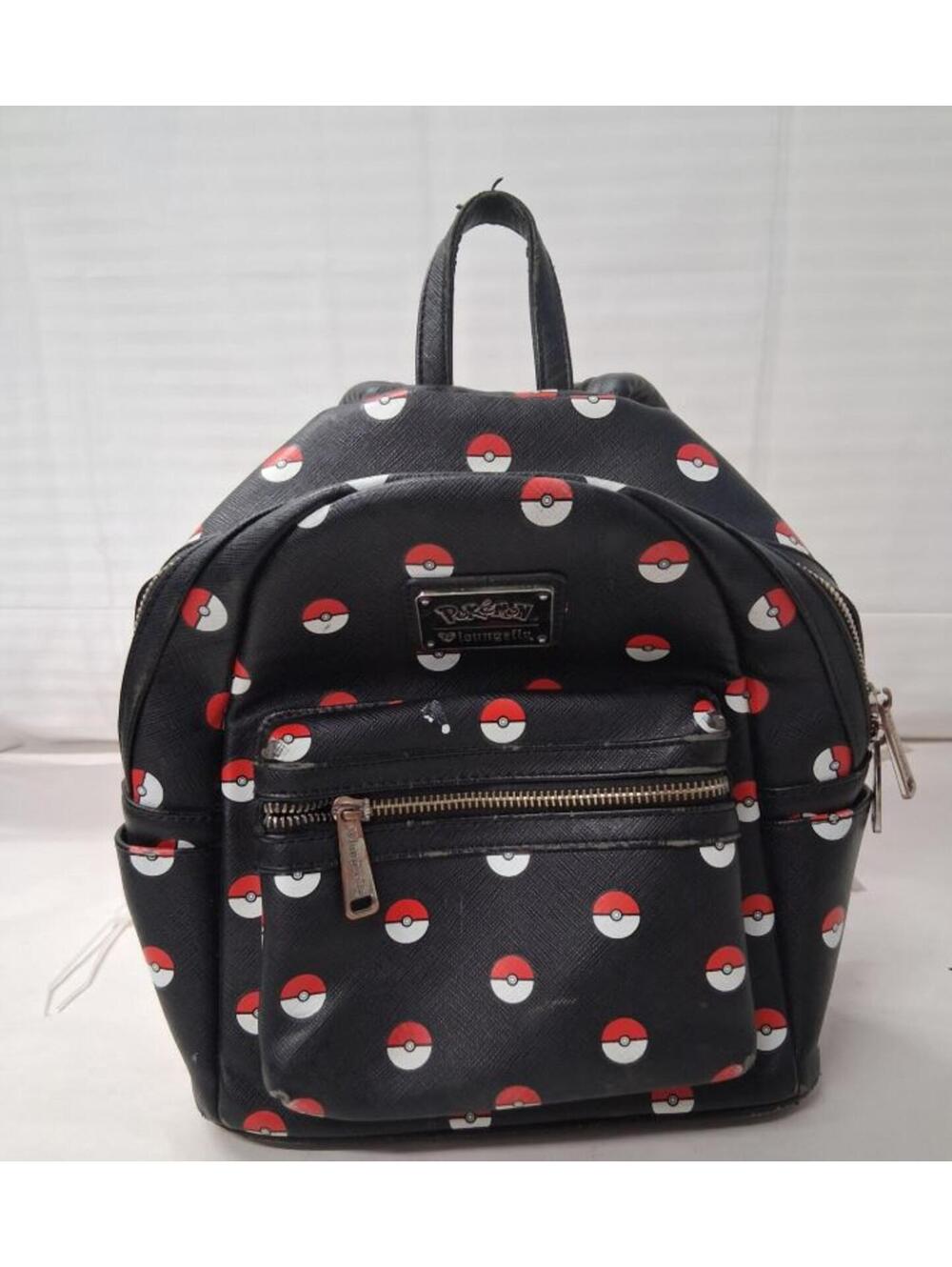 Loungefly Pokémon Poké Ball Print Mini Backpack Black Red Rare